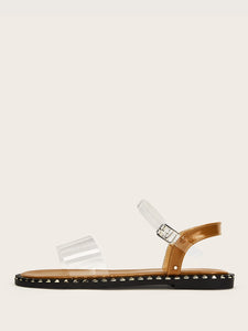 Two Part Transparent Flat Sandals