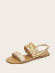 Open Toe Woven Slingback Sandals