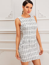 Load image into Gallery viewer, Raw Hem Pocket Tweed Bodycon Dress