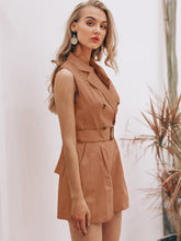 Load image into Gallery viewer, Simplee Notch Collar Buckle Belted Blazer Romper