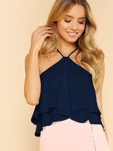 Load image into Gallery viewer, Zip Back Halter Flowy Top