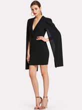 Load image into Gallery viewer, Surplice Front Shawl Collar Cape Dress