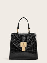 Load image into Gallery viewer, Metal Lock Decor Croc Embossed Satchel Bag