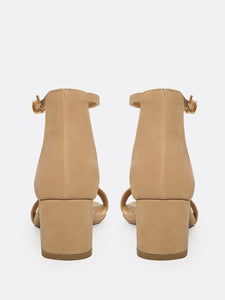 Nubuck Ankle Strap Low Heel Sandals