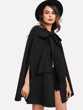 Load image into Gallery viewer, Slit Back Tied Front Cape Coat