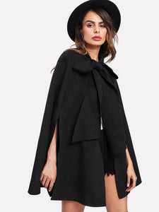 Slit Back Tied Front Cape Coat