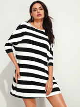 Load image into Gallery viewer, Batwing Sleeve Striped Dress