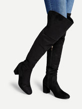 Load image into Gallery viewer, Block Heeled Thigh High Suede Boots