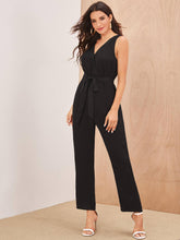 Load image into Gallery viewer, Surplice Neck Straight Leg Tank Jumpsuit With Belt