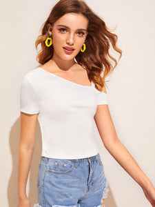 Asymmetrical Neck Solid Top