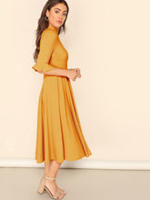 Load image into Gallery viewer, Bell Sleeve Ribbed Knit Midi Dress