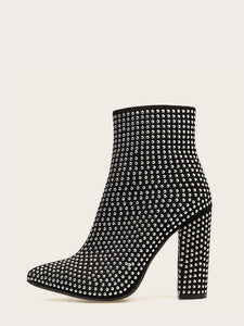 Studded Side Zip Chunky Boots