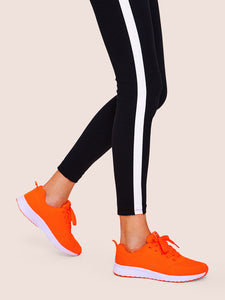 Neon Orange Lace-up Front Trainers