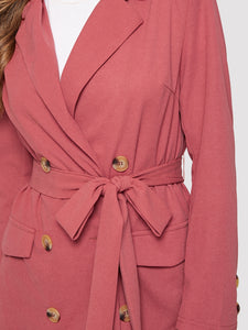 Button Detail Notched Collar Coat