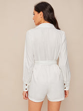 Load image into Gallery viewer, Lapel Neck Self Tie Jumpsuit