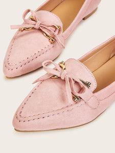 Point Toe Bow Decor Flats