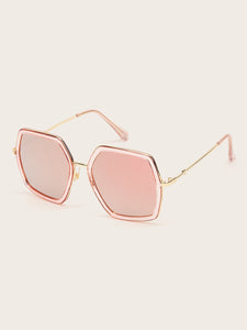 Irregular Metal Frame Tinted Lens Sunglasses