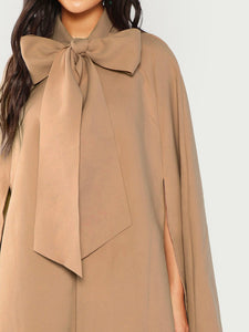 Slit Back Tied Front Cape Coat