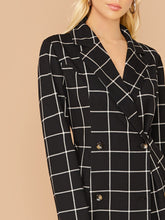 Load image into Gallery viewer, Grid Print Double Breasted Front Blazer Dress