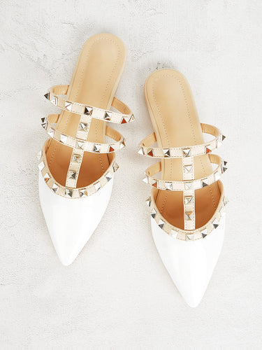 Rivet Decor Point Toe Flat Mules