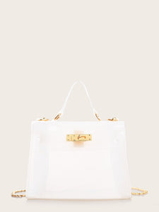 Twist Lock Clear Chain Satchel Bag