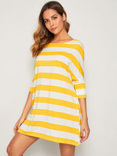 Load image into Gallery viewer, Batwing Sleeve Striped Dress