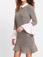 Load image into Gallery viewer, Flounce Sleeve Pephem 2 In 1 Tweed Dress