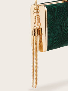 Tassel Decor Clip Top Clutch Bag