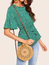 Load image into Gallery viewer, Straw Detail Round Crossbody Bag