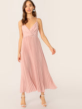 Load image into Gallery viewer, Surplice Neck Pleated Cami Dress