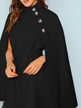 Load image into Gallery viewer, Button Front Self Belted Cape Coat