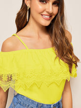 Load image into Gallery viewer, Cold Shoulder Guipure Lace Trim Top