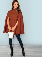 Load image into Gallery viewer, Button Front Self Belted Cape Coat