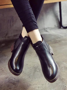 Side Buckle PU Elastic Ankle Boots