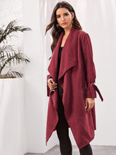 Load image into Gallery viewer, Draped Collar Tie Sleeve Self Belted Coat