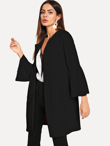 Flounce Sleeve Open Front Coat