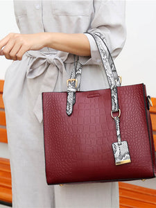 Croc Embossed Tote Bag With Purse 2pcs