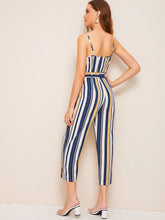 Load image into Gallery viewer, Striped Belted Cami Jumpsuit