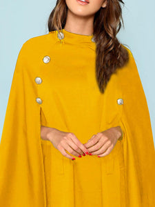 Double Button Mock Poncho Coat