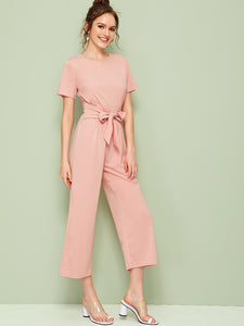 Knot Front Solid Jumpsuit