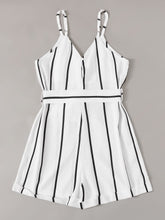 Load image into Gallery viewer, Striped Belted Romper