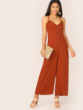 Load image into Gallery viewer, Crisscross Back Buttoned Front Wide Leg Jumpsuit