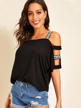 Load image into Gallery viewer, Cut-out Shoulder Top With Aztec Strap