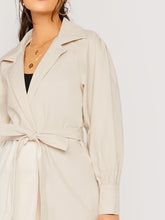 Load image into Gallery viewer, Waist Tie Puff Sleeve Trench Coat