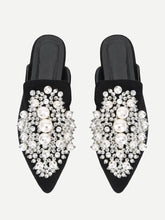 Load image into Gallery viewer, Faux Pearl Decorated Flat Mules