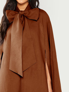 Slit Back Tied Front Cape Coat