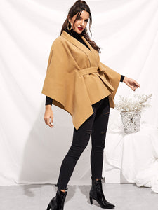 Tie Waist Cape Coat