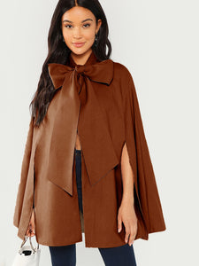 Slit Back Tied Front Cape Coat