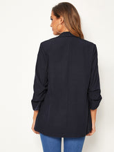 Load image into Gallery viewer, Gather Sleeve Shawl Collar Belted Blazer