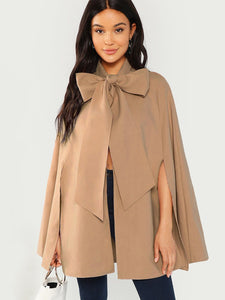 Slit Back Tied Front Cape Coat